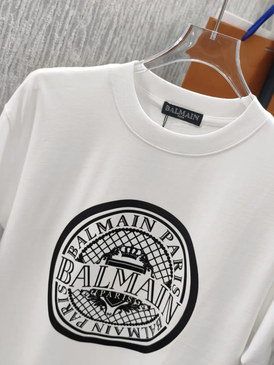 🌈🌈Higher version BALMAN/Balman spring and summer New Arrival printed short-sleeved [Customized 32-count pure cotton top-quality fabric, soft to the touch, 100% pure cotton exclusive shipment, custom-dyed vulcanized black dust-free fabric] Matching G Solona thread, fabric thread custom-dyed in the same vat, no color difference, no deformation Logo logo exquisitely upgraded, imported thousands of needle precision embroidery technology, three-dimensional and stylish Color: Black White Size: S M L XL XXL No gender distinction, same style for men and women